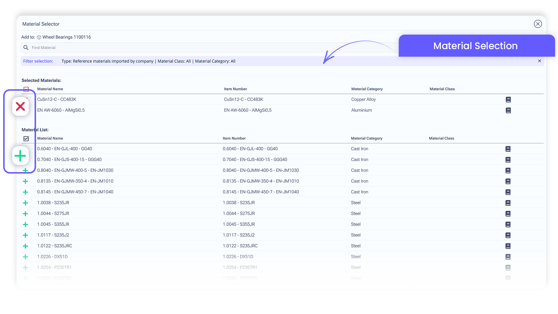 Software Substantio Screenshot Material Selection